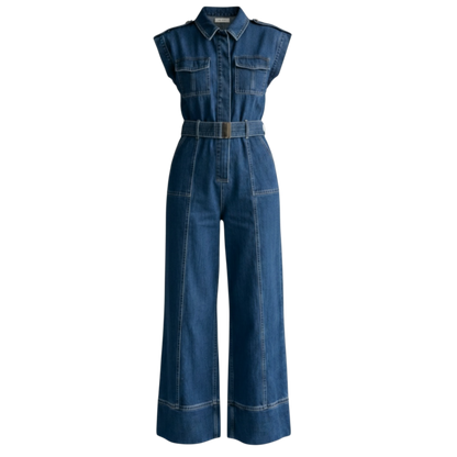 Denim Wide-Leg Romper