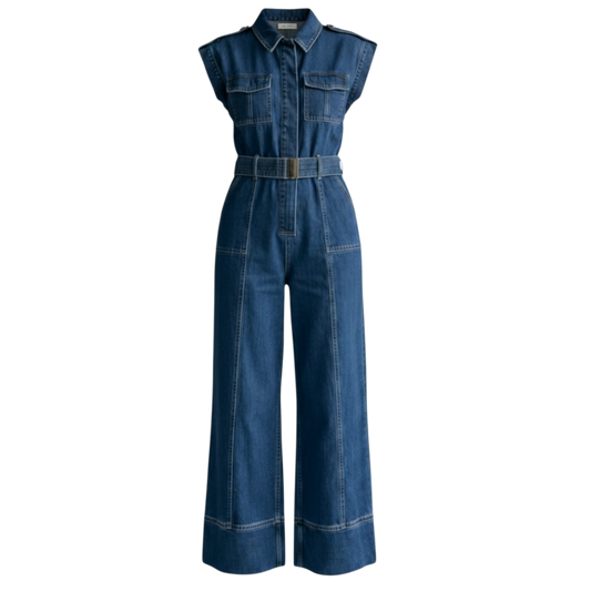 Denim Wide-Leg Romper